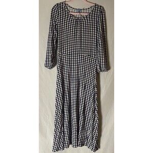 Draper James Dress Size Small Gingham Jersey Navy Stretch Knit NWT